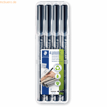 Staedtler Folienschreiber Lumocolor permanent F 4-er Etui schwarz Staedtler Folienschreiber Lumocolor permanent F 4-er Etui schwarz von Staedtler