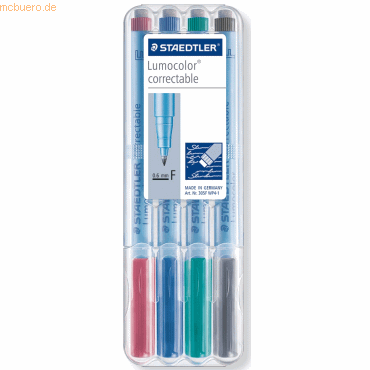 Staedtler Folienstift Lumocolor correctable F 0,6mm Auftsellbox mit 4 von Staedtler