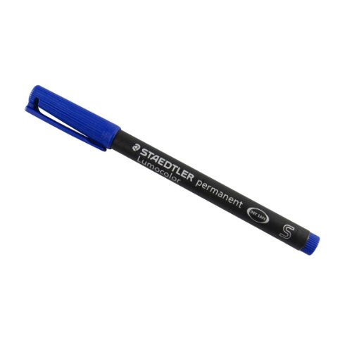 Staedtler Lumocolor® permanent Faserschreiber S, Schaft schwarz, Rundspitze, blau von Staedtler