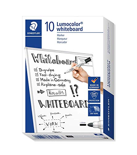 Staedtler Lumocolor 351-9 Whiteboard-Marker, Rundspitze, 30 Stück, schwarz von Staedtler