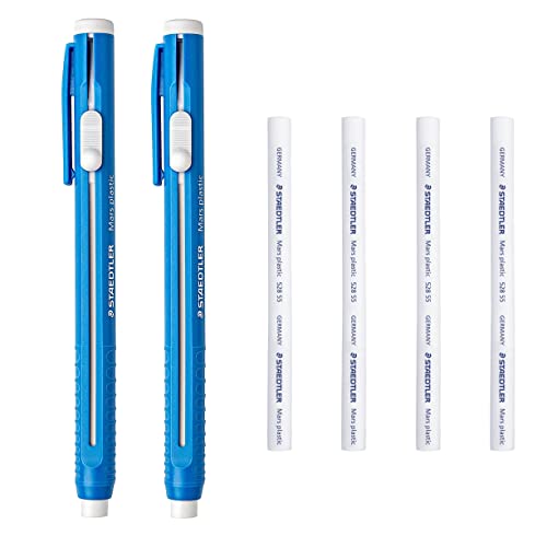 Staedtler Mars Kunststoff Stick Radiergummi 528 50 Set mit Nachfüllpackungen - 2 x Radiergummihalter, 4 x Nachfüllpackungen - 6 Stück von Staedtler