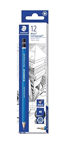 Staedtler Mars Lumograph Graphitstift 12 Stück, Blau, 4B von Staedtler