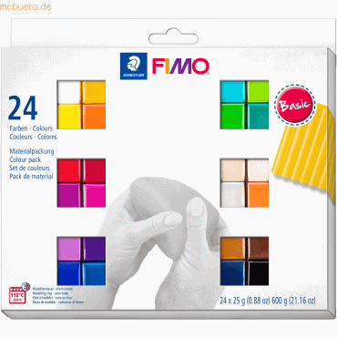 Staedtler Modelliermasse Fimo soft -Basic Colours-farbig sortiert 24x von Staedtler