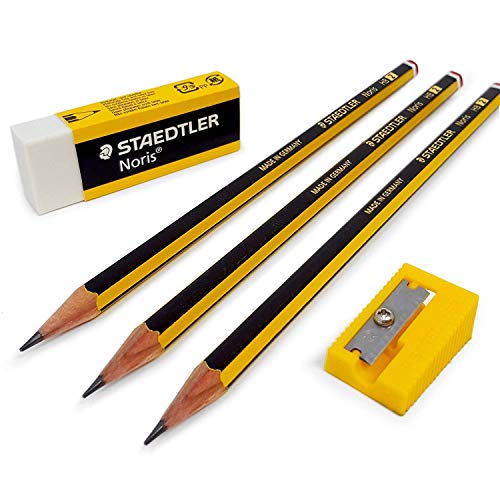 Staedtler Noris Bleistift-Set mit Noris HB-Bleistiften (3 Stück), Noris Radiergummi und Noris Spitzer von Staedtler