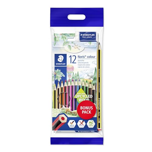 STAEDTLER Noris Colour Buntstifte + gratis Tradition HB-Bleistift und Mars-Radiergummi, 185 Stück von Staedtler