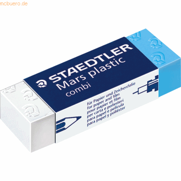 Staedtler Radierer Mars plastic combi 65x13x23mm weiß/blau von Staedtler