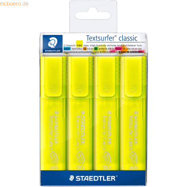Staedtler Textmarker Textsurfer classic gelb VE=4 Stück Staedtler Textmarker Textsurfer classic gelb VE=4 Stück von Staedtler