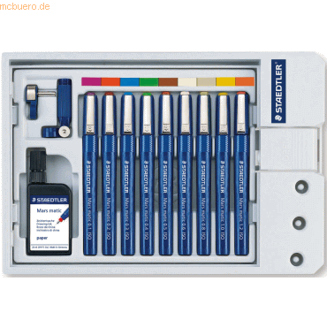 Staedtler Tuschefüller-Set Marsmatic Arbeitskassette 0,1-1,2mm VE=9 St von Staedtler