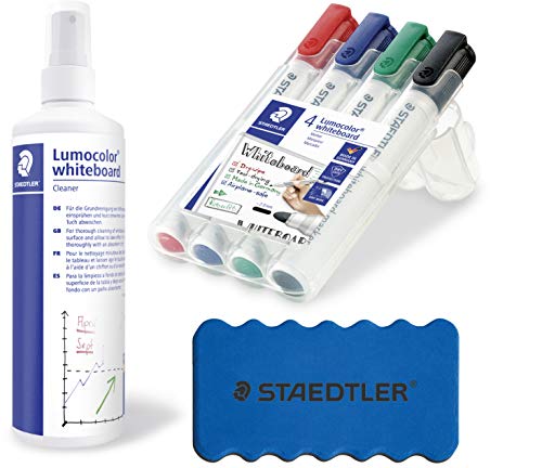 Staedtler Whiteboardmarker Lumocolor Rundspitze (1, Whiteboardmarker + Reinigungsspray Löscher) von Staedtler