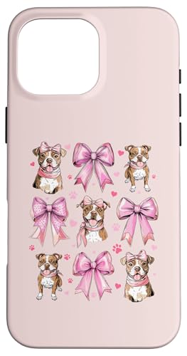 Coquette Bow Staffordshire Bull Terrier Hund Mama Pink Girl Hülle für iPhone 16 Pro Max von Staffordshire Bull Terrier Coquette Women Clothing