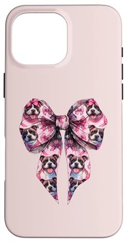 Coquette Bow Staffordshire Bull Terrier Hund Mama Pink Girl Hülle für iPhone 16 Pro Max von Staffordshire Bull Terrier Coquette Women Clothing