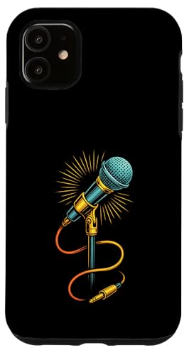 Kabelgebundenes Retro-Mikrofon mit strahlenden Audiokabeln Hülle für iPhone 11 von Stage Shine Studio