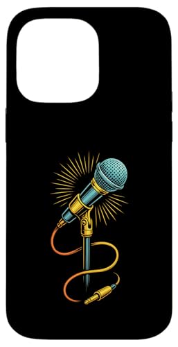 Kabelgebundenes Retro-Mikrofon mit strahlenden Audiokabeln Hülle für iPhone 14 Pro Max von Stage Shine Studio
