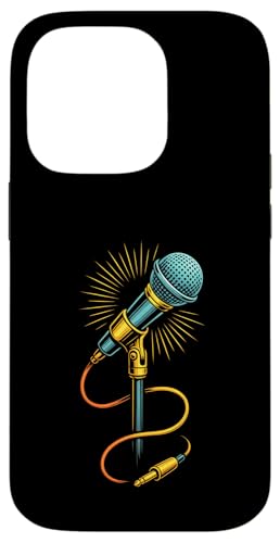 Kabelgebundenes Retro-Mikrofon mit strahlenden Audiokabeln Hülle für iPhone 14 Pro von Stage Shine Studio