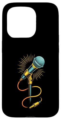 Kabelgebundenes Retro-Mikrofon mit strahlenden Audiokabeln Hülle für iPhone 15 Pro Kabelgebundenes Retro-Mikrofon mit strahlenden Audiokabeln Hülle für iPhone 15 Pro von Stage Shine Studio