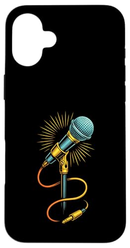 Kabelgebundenes Retro-Mikrofon mit strahlenden Audiokabeln Hülle für iPhone 16 Plus Kabelgebundenes Retro-Mikrofon mit strahlenden Audiokabeln Hülle für iPhone 16 Plus von Stage Shine Studio