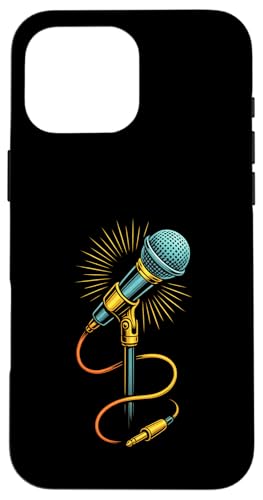 Kabelgebundenes Retro-Mikrofon mit strahlenden Audiokabeln Hülle für iPhone 16 Pro Max Kabelgebundenes Retro-Mikrofon mit strahlenden Audiokabeln Hülle für iPhone 16 Pro Max von Stage Shine Studio