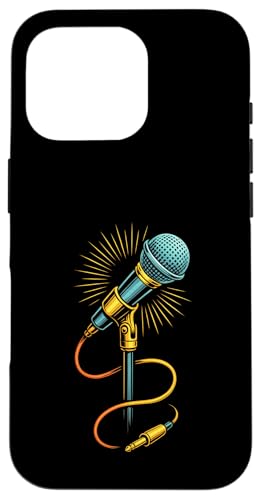 Kabelgebundenes Retro-Mikrofon mit strahlenden Audiokabeln Hülle für iPhone 16 Pro Kabelgebundenes Retro-Mikrofon mit strahlenden Audiokabeln Hülle für iPhone 16 Pro von Stage Shine Studio