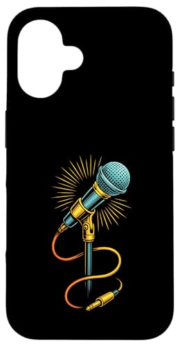 Kabelgebundenes Retro-Mikrofon mit strahlenden Audiokabeln Hülle für iPhone 16 Kabelgebundenes Retro-Mikrofon mit strahlenden Audiokabeln Hülle für iPhone 16 von Stage Shine Studio