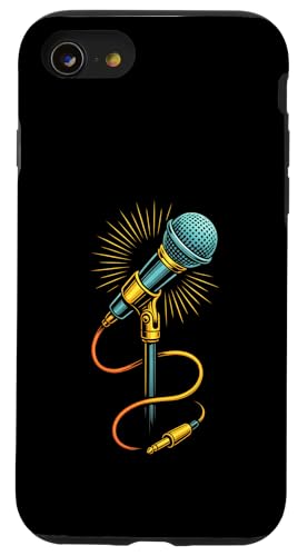 Kabelgebundenes Retro-Mikrofon mit strahlenden Audiokabeln Hülle für iPhone SE (2020) / 7 / 8 von Stage Shine Studio