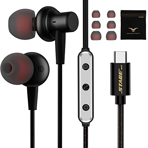 USB C Kopfhörer, In Ear Kopfhörer HiFi-Klang Magnetische USB C Headset mit Mikrofon, USB C Anschluss Kopfhörer für Samsung Galaxy A53 S22 S20 Fe S21 iPad Pro Huawei P40 P30 Xiaomi Google Pixel Laptop von StageSound