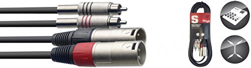 Adapterkabel, Twinkabel - 2 x XLR männlich auf 2 x Cinch Metall, 6 m Adapterkabel, Twinkabel - 2 x XLR männlich auf 2 x Cinch Metall, 6 m von Stagg