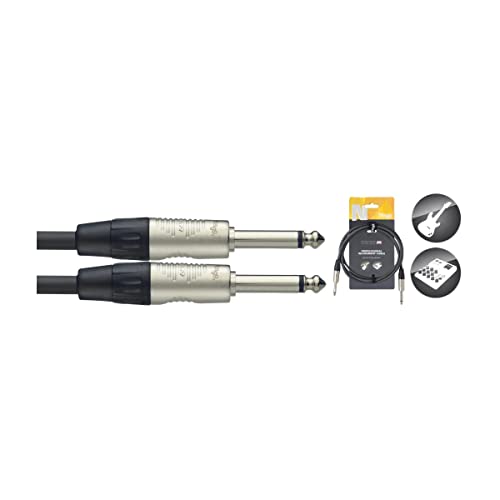 Professional Instrumentenkabel 6 Meter Schwarz - 2x Klinke 6,3mm REAN by Neutrik Stecker - Klinkekabel - Gitarrenkabel von Stagg