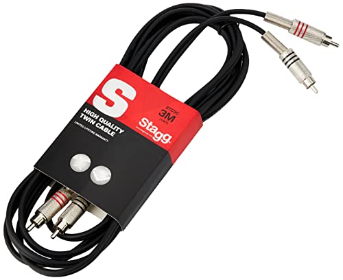 Professionelles Audiokabel - 3 Meter - 2x Chinch / 2x Chinch, hochwertige Metallstecker von Stagg