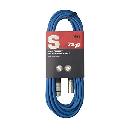 Stagg 10 m Hochwertiges XLR auf XLR-Stecker Mikrofon Kabel blau, 10m von Stagg