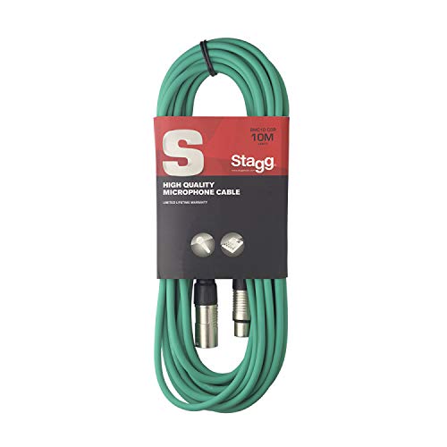Stagg 10 m Hochwertiges XLR auf XLR-Stecker Mikrofon Kabel grün von Stagg