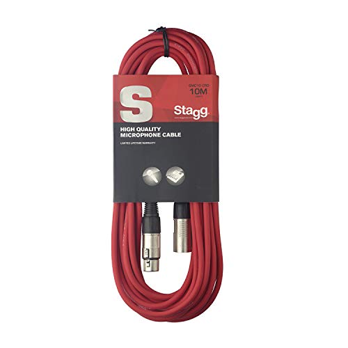 Stagg 10 m Hochwertiges XLR auf XLR-Stecker Mikrofon Kabel rot von Stagg