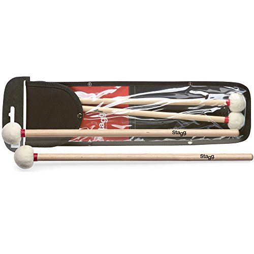 Stagg 19038 Paukenschlägel/Timpani Mallets (1-Paar, Ahornstiel mit 35mm Filzkopf, Länge: 380mm) von Stagg