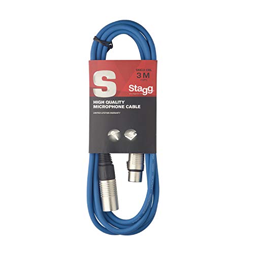 Stagg 3 m hochwertigen XLR-auf XLR-Stecker Mikrofon Kabel blau von Stagg