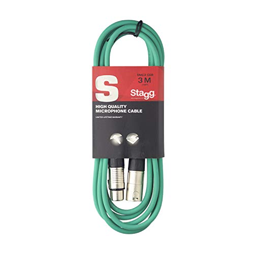 Stagg 3 m hochwertigen XLR-auf XLR-Stecker Mikrofon Kabel grün von Stagg