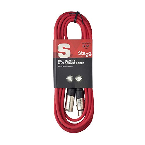Stagg 6 m hochwertigen XLR-auf XLR-Stecker Mikrofon Kabel rot, 6m von Stagg