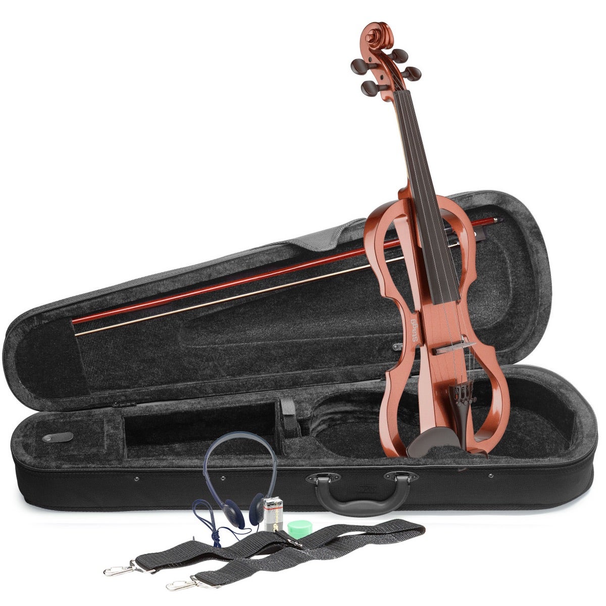 Stagg EVN X-4/4 VBR Electric Violin with Gig Bag and Headphones (Burst) von Stagg