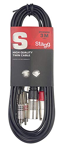 Stagg STC3CMXM Kabel der S-Serie, Doppel-RCA-Stecker auf Doppel-XLR-Stecker, 3 m von Stagg