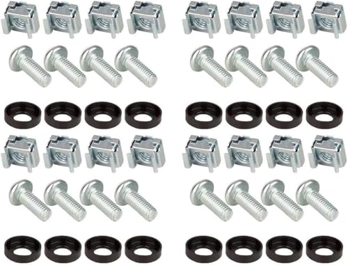 16 x Montageschrauben Rackschrauben M6 x 16 Käfigmutter Montageschrauben Käfigmutternset M6 Montagesatz 10" & 19" Schränke Netzwerk Schrauben Rack Käfigmuttern (4 VPE) von Stahlflex