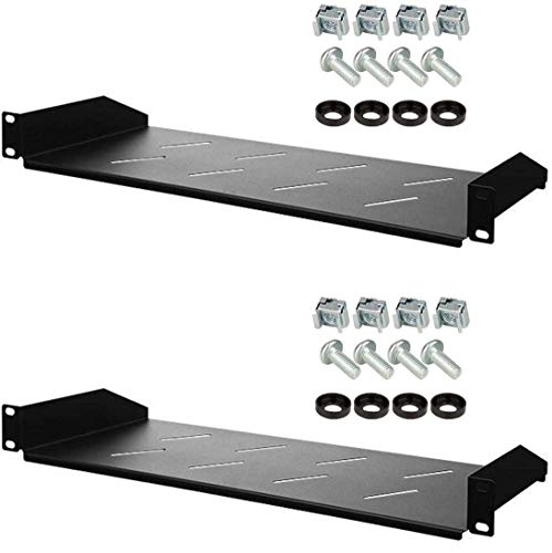 2 Stück 1 HE Rackablage, 17 cm tief, 19" 483 mm Fachboden Trägereinschub Einlegeboden Rack Ablage Boden (1 HE Rackablage 170 mm, 2 Stück) von Stahlflex