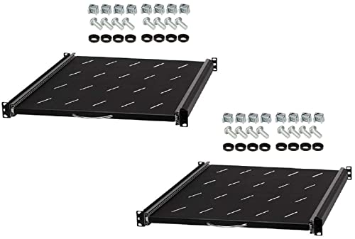 2 Stück 1 HE ausziehbare Rackablage, 55 cm tief, 19" 483 mm ausziebarer Fachboden Trägereinschub Rack Ablage Boden (1HE ausz. Ablage 550mm, 2 Stück) von Stahlflex