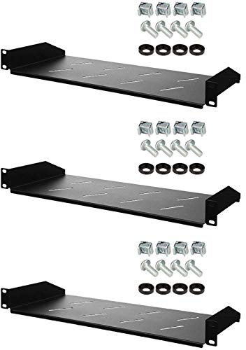 3 Stück 1 HE Rackablage, 17 cm tief, 19" 483 mm Fachboden Trägereinschub Einlegeboden Rack Ablage Boden (1 HE Rackablage 170 mm, 3 Stück) von Stahlflex