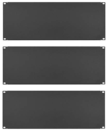 3 x 4 HE U Rackblende 483 mm 19" Stahl Schwarz Frontplatte Rackpanel Blindplatte Blindabdeckplatte Blindabdeckung (4 HE Rackblende, 3 Stück) von Stahlflex