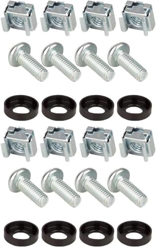 8 x Montageschrauben Rackschrauben M6 x 16 Käfigmutter Montageschrauben Käfigmutternset M6 Montagesatz 10" & 19" Schränke Netzwerk Schrauben Rack Käfigmuttern (2 VPE) von Stahlflex