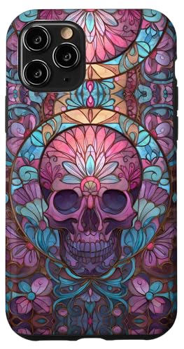 Boho Skull Floral Swirl Stained Art Effect Stain Art Pink Hülle für iPhone 11 Pro Boho Skull Floral Swirl Stained Art Effect Stain Art Pink Hülle für iPhone 11 Pro von Stained Art Effects ADC