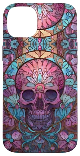 Boho Skull Floral Swirl Stained Art Effect Stain Art Pink Hülle für iPhone 14 Plus Boho Skull Floral Swirl Stained Art Effect Stain Art Pink Hülle für iPhone 14 Plus von Stained Art Effects ADC