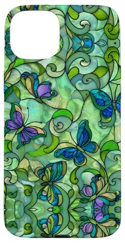 Butterflies Floral Swirl Stained Art Effect Stain Art Spring Hülle für iPhone 15 Plus Butterflies Floral Swirl Stained Art Effect Stain Art Spring Hülle für iPhone 15 Plus von Stained Art Effects ADC