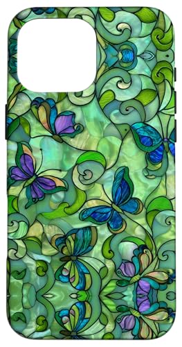 Butterflies Floral Swirl Stained Art Effect Stain Art Spring Hülle für iPhone 16 Pro Max von Stained Art Effects ADC
