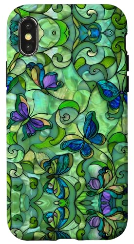 Butterflies Floral Swirl Stained Art Effect Stain Art Spring Hülle für iPhone X/XS Butterflies Floral Swirl Stained Art Effect Stain Art Spring Hülle für iPhone X/XS von Stained Art Effects ADC