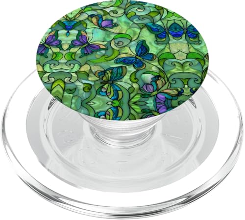 Butterflies Floral Swirl Stained Art Effect Stain Art Spring PopSockets PopGrip für MagSafe von Stained Art Effects ADC
