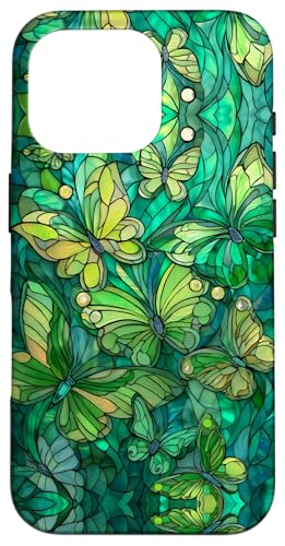 Butterflies Swirl Stained Art Effect Stain Art Lime Green Hülle für iPhone 16 Pro Butterflies Swirl Stained Art Effect Stain Art Lime Green Hülle für iPhone 16 Pro von Stained Art Effects ADC
